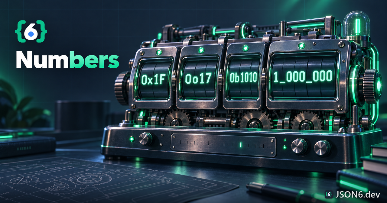 A counting machine displaying 0x1F, 0o17, 0b1010 and 1_000_000