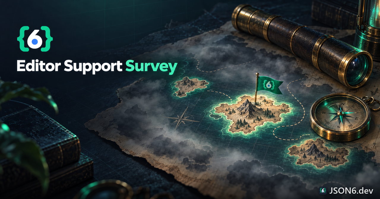 An explorer's map with a few lit islands, much fog, a telescope and one emerald flag